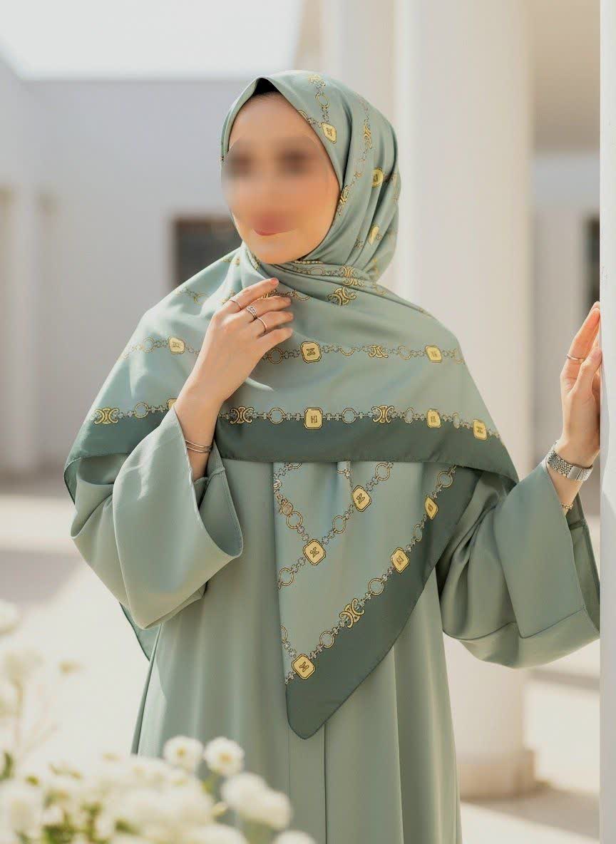 روسری ابریشم توییل سبز دریایی